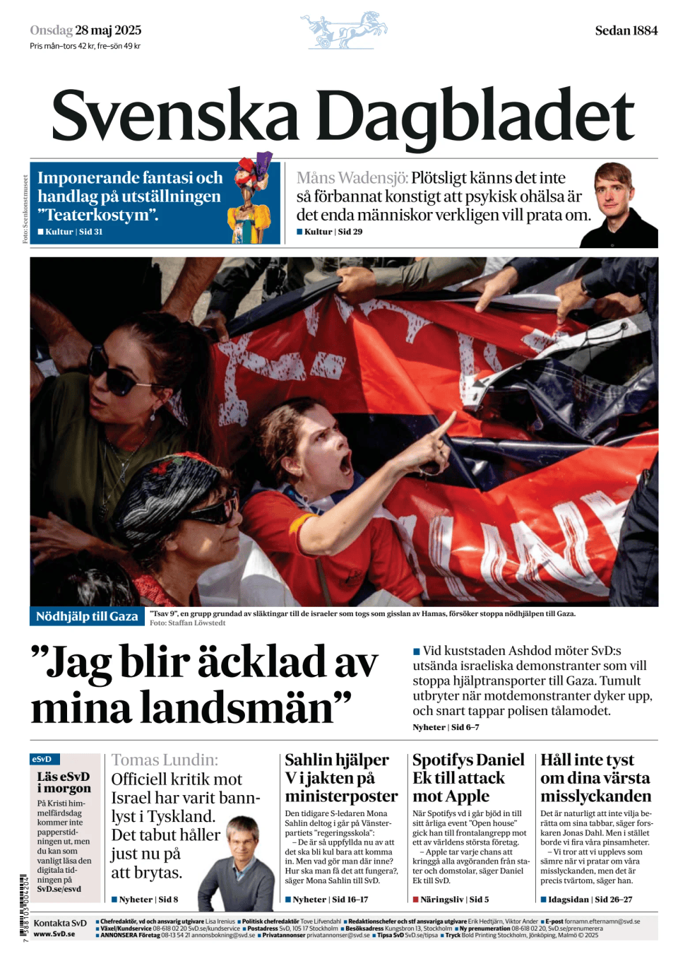 Prima-pagina-Svenska Dagbladet-edizione-di-oggi-20250528